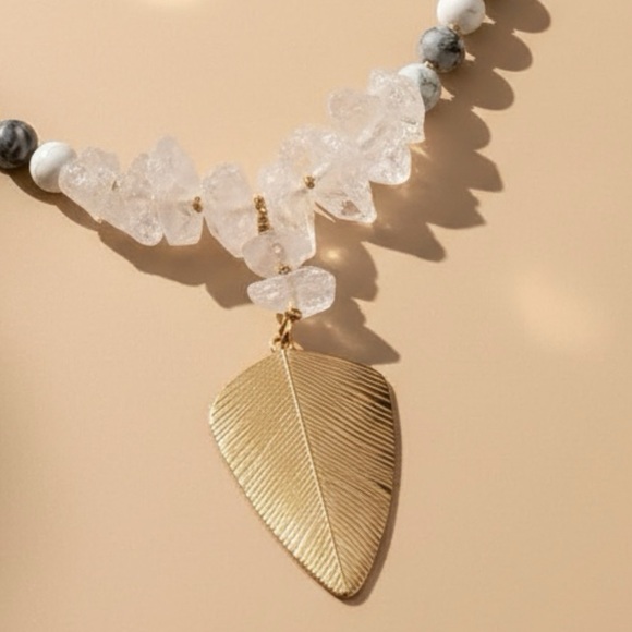 TERRA GEMMS Vault Series White Quartz Nugget Picasso Jasper Collectible Necklace - Picture 5 of 6